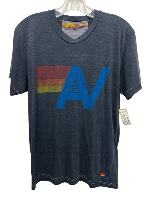 Aviator Nation Size M Dark Gray & Multi Cotton Blend Heathered Graphic Logo Top Dark Gray & Multi / M