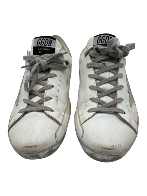 Golden Goose Shoe Size 10 White & Silver Leather Upper Metallic Detail Sneakers White & Silver / 10