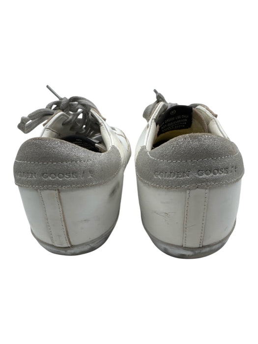 Golden Goose Shoe Size 10 White & Silver Leather Upper Metallic Detail Sneakers White & Silver / 10