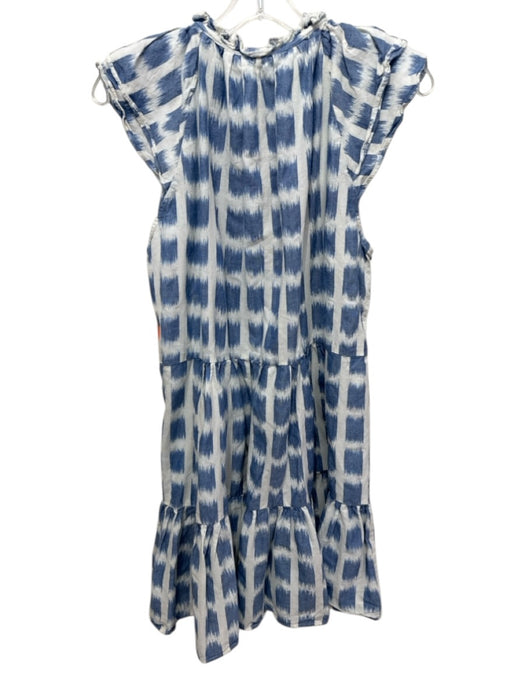 Veronica Beard Size 14 Blue & White Cotton sheared squares Mini Dress Blue & White / 14