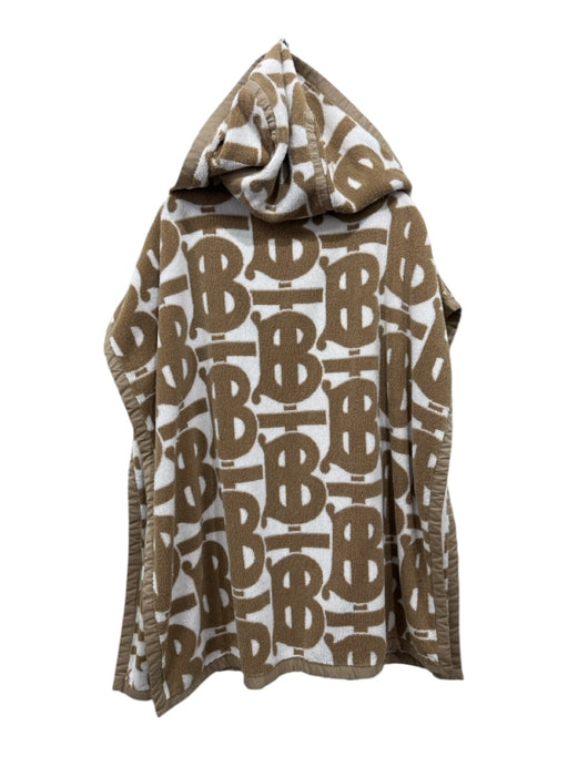 Burberry Tan & White Terry Cloth Monogram Pockets Hoodie Poncho Tan & White / One Size