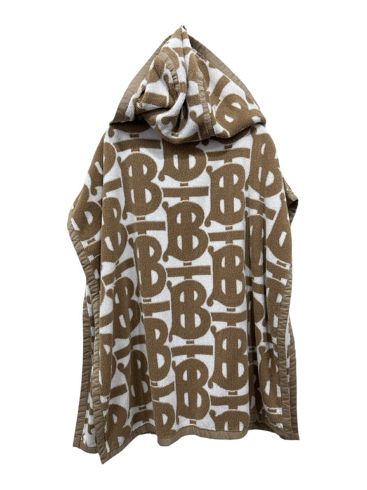 Burberry Tan & White Terry Cloth Monogram Pockets Hoodie Poncho Tan & White / One Size