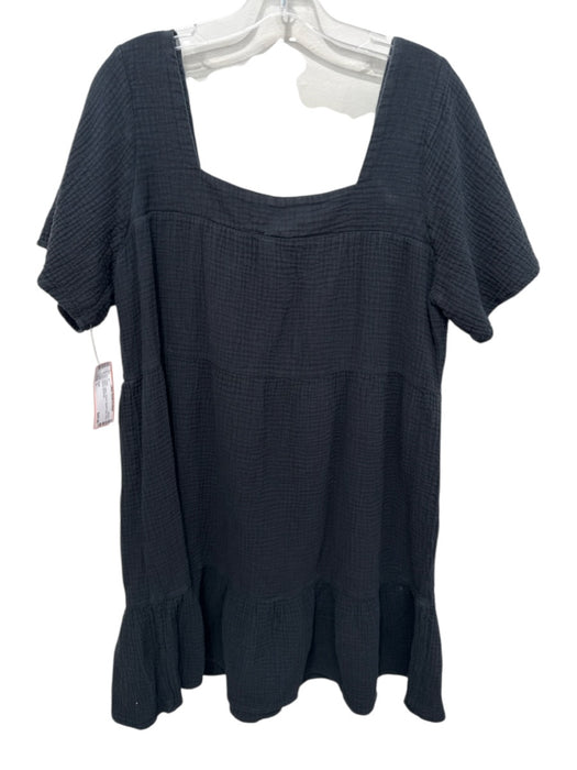 Rails Size L Black Cotton Gauze Square Neck short sleeve Dress Black / L