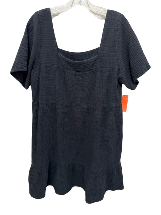 Rails Size L Black Cotton Gauze Square Neck short sleeve Dress Black / L