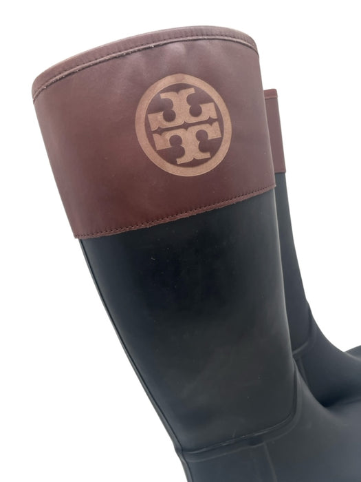 Tory Burch Shoe Size 9 Black & Brown Rubber Logo Knee High Boots Black & Brown / 9