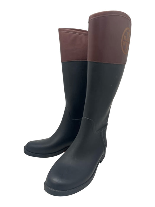 Tory Burch Shoe Size 9 Black & Brown Rubber Logo Knee High Boots Black & Brown / 9