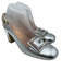 Gucci Shoe Size 40 Silver Leather Embellished Slingback Rhinestone Pumps Silver / 40