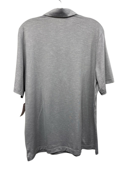 Criquet NWT Size L Gray & Black Polyester Striped Polo Men's Short Sleeve Gray & Black / L