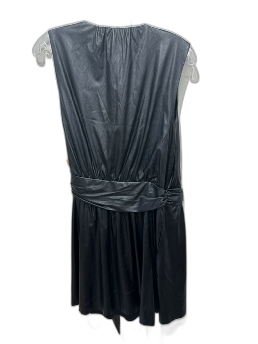 Ramy Brook Size 10 Black PU Leather Wrap Sleeveless Above Knee Dress Black / 10