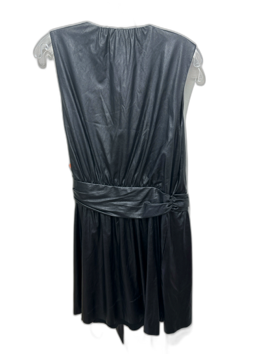 Ramy Brook Size 10 Black PU Leather Wrap Sleeveless Above Knee Dress Black / 10
