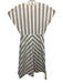 Ann Mashburn Size Small Khaki & White Cotton V Neck Stripe Midi Dress Khaki & White / Small