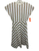 Ann Mashburn Size Small Khaki & White Cotton V Neck Stripe Midi Dress Khaki & White / Small