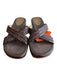 Cole Haan Shoe Size Est 9.5 Brown Canvas & Patent Leather Wedge Open Toe Shoes Brown / Est 9.5