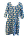 Persifor Size Small White & Blue Polyamide Wide Neck Paisley 3/4 Sleeve Dress White & Blue / Small