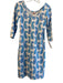 Persifor Size Small White & Blue Polyamide Wide Neck Paisley 3/4 Sleeve Dress White & Blue / Small
