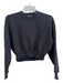 Athleta Size XXS Black Cotton Blend Cropped Sweat Set Round Neck Sweatshirt Black / XXS