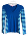 Lily Pulitzer Size XS Blue Cotton Blend Stripped Detail V Neck Long Sleeve Top Blue / XS
