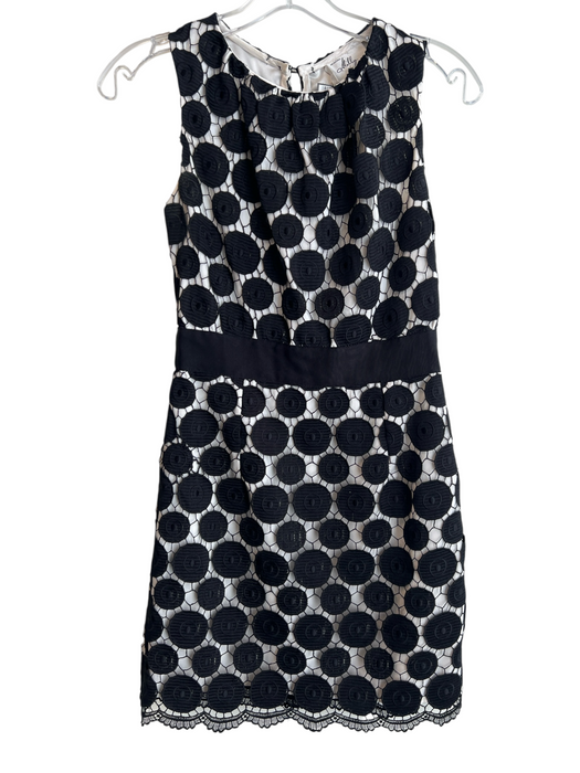 Milly Size 0 Black Polyester Cutout Design Sleeveless Mini Round Neck Dress Black / 0