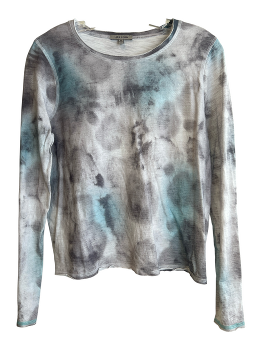 Lisa Todd Size XS Purple & Blue 100% Cotton Long Sleeve Round Neck Tye Dye Top Purple & Blue / XS