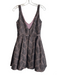 ABS Size 4 Black Cotton & Acetate V Neck Back Zip Brocade Sleeveless Dress Black / 4