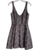 ABS Size 4 Black Cotton & Acetate V Neck Back Zip Brocade Sleeveless Dress Black / 4