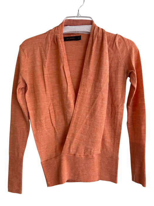 The Limited Size XS Orange Wool & Acrylic Knit V Neck Faux Wrap Long Sleeve Top Orange / XS