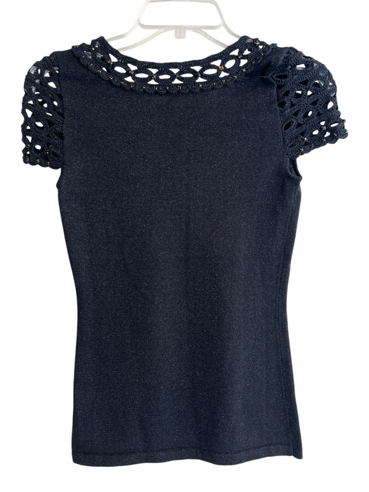 Lilly Pulitzer Size XS Black Cotton Blend Knit Shimmer Cap Sleeve Top Black / XS