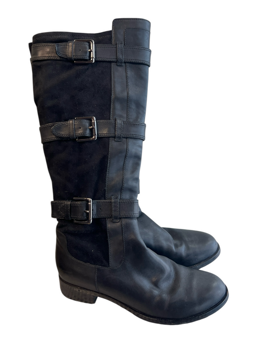 Cole Haan Shoe Size 6.5 Black Leather Knee High Straps Buckle Detail Boots Black / 6.5