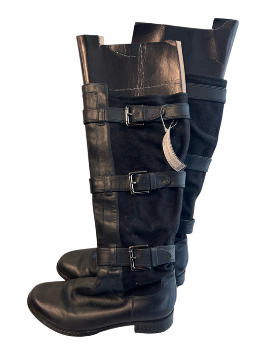 Cole Haan Shoe Size 6.5 Black Leather Knee High Straps Buckle Detail Boots Black / 6.5