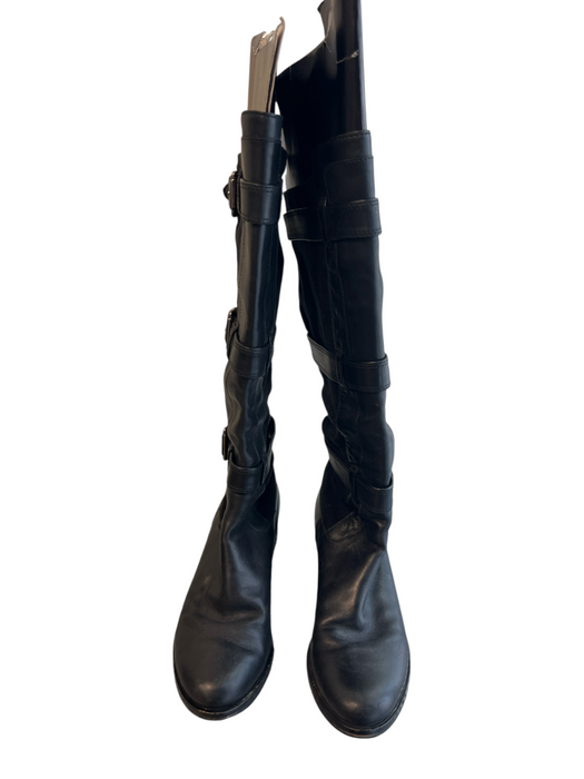 Cole Haan Shoe Size 6.5 Black Leather Knee High Straps Buckle Detail Boots Black / 6.5