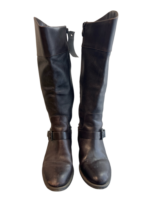Vince Camuto Shoe Size 6.5 Brown Pebbled Leather Knee High Side Zip Boots Brown / 6.5