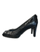 Stuart Weitzman Shoe Size 7 Black Leather Reptile Embossed Peep Toe Shoes Black / 7