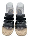 Vince Camuto Shoe Size 10 Black & Beige Leather Square Toe Espadrille Sandals Black & Beige / 10