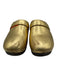 Celine Shoe Size 40 Gold & Brown Leather & Wood Logo Slip On Mule Clogs Gold & Brown / 40