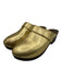 Celine Shoe Size 40 Gold & Brown Leather & Wood Logo Slip On Mule Clogs Gold & Brown / 40