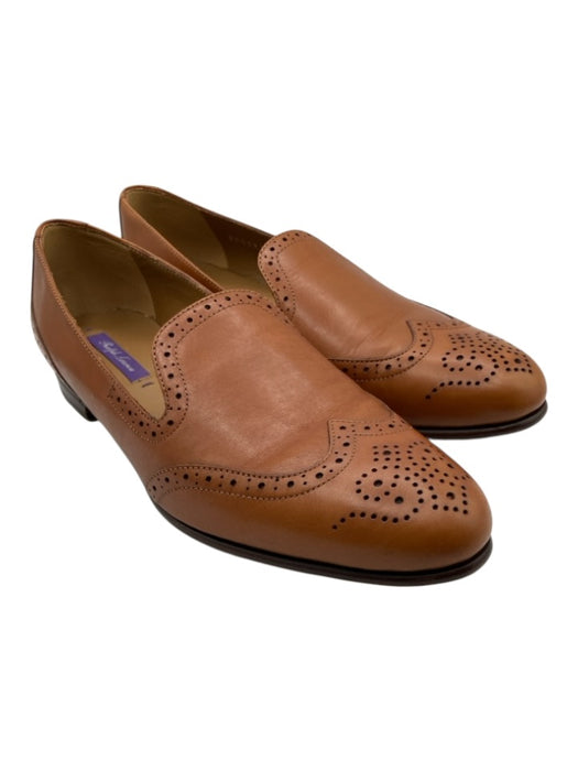 Ralph Lauren Purple Shoe Size 38.5 B Brown Leather Perforated Loafers Brown / 38.5 B