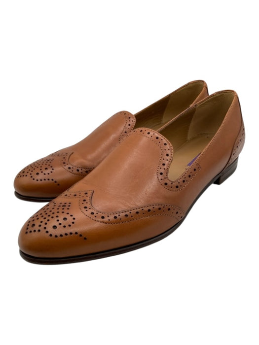 Ralph Lauren Purple Shoe Size 38.5 B Brown Leather Perforated Loafers Brown / 38.5 B