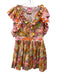 Celia B Size M Orange, Pink, Multi Cotton Abstract Floral Ruffled V Neck Dress Orange, Pink, Multi / M