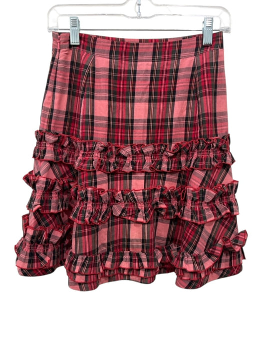 Molly Goddard Size 8 Pink, Red, Multi Cotton Plaid Ruffle Details Side Zip Skirt Pink, Red, Multi / 8