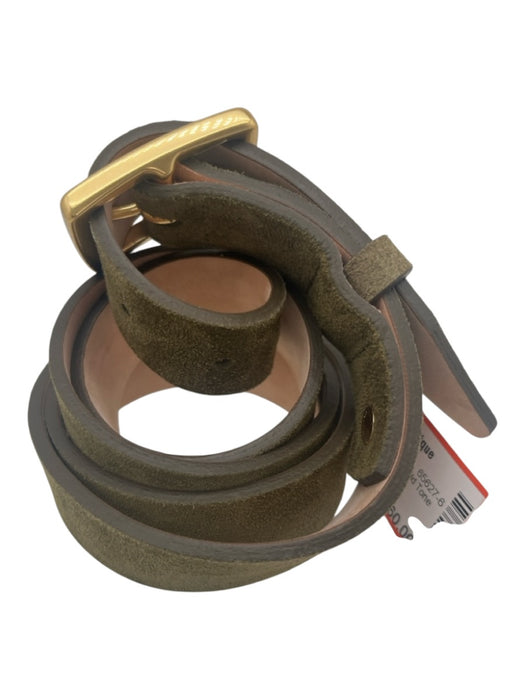 Rag & Bone Olive Green Leather Suede Gold Tone Buckle Rectangle Belts Olive Green / L