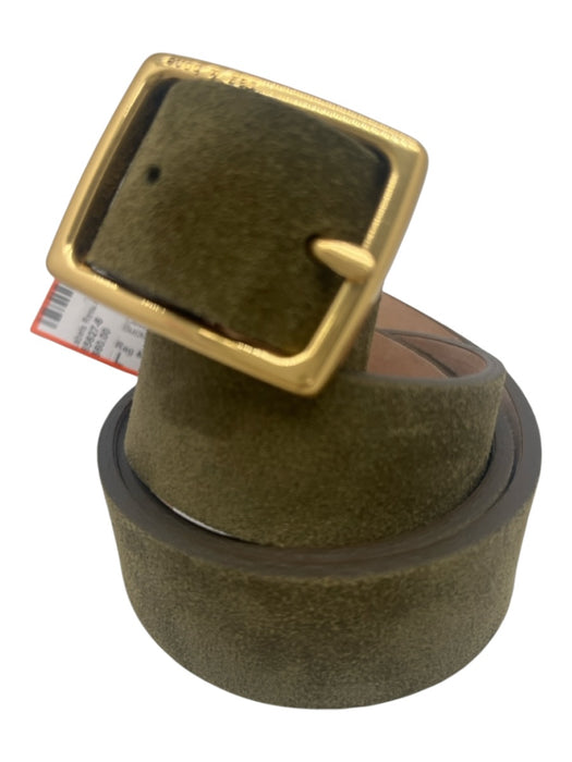 Rag & Bone Olive Green Leather Suede Gold Tone Buckle Rectangle Belts Olive Green / L