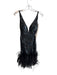 Jovani Size 2 Black & Multi Nylon Beaded V Neck Mesh Detail Back Zip Dress Black & Multi / 2
