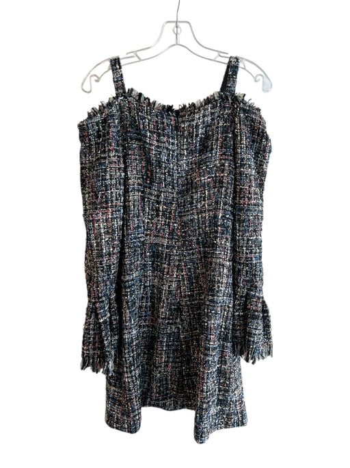 Jovani Size 2 Black & Multi Polyester Tweed Off Shoulder Long Sleeve Dress Black & Multi / 2