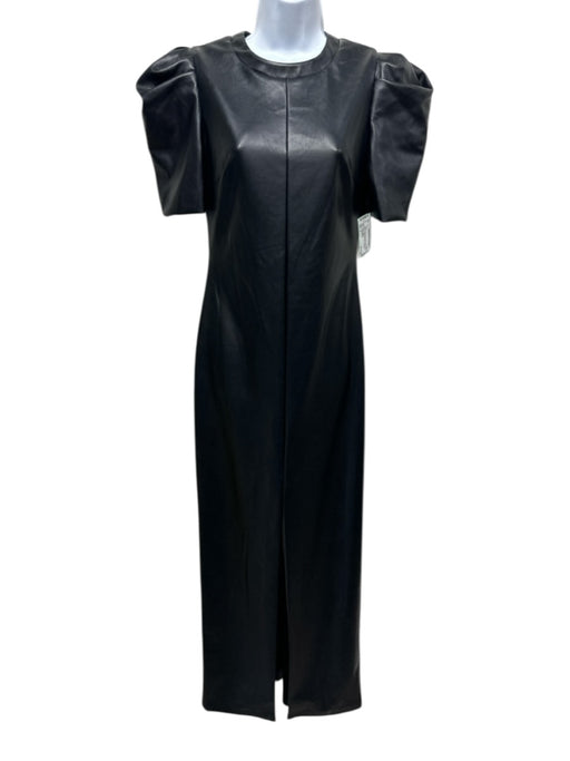 One33 Social Size 2 Black Polyurethane Maxi Short Sleeve Side Split Hem Dress Black / 2