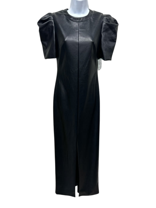 One33 Social Size 2 Black Polyurethane Maxi Short Sleeve Side Split Hem Dress Black / 2