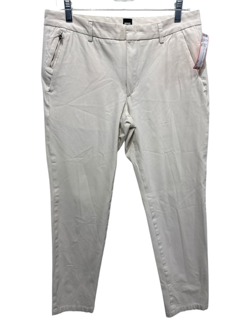 Boss Size 32r Beige Cotton Solid Zip Fly Men's Pants Beige / 32r
