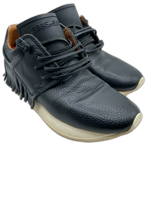 Esse Ut Esse Shoe Size 39 Black Leather Upper Fringe Low Top Lace Up Sneakers Black / 39