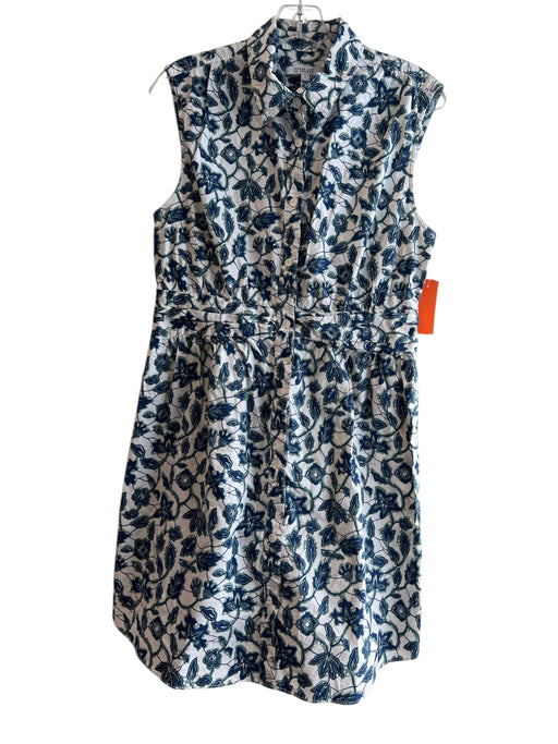 Derek Lam 10 Crosby Size 12 Blue & White Cotton Floral Print Sleeveless Dress Blue & White / 12