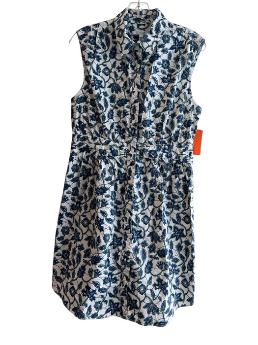 Derek Lam 10 Crosby Size 12 Blue & White Cotton Floral Print Sleeveless Dress Blue & White / 12