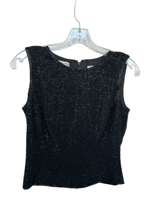 Black Tie Oleg Cassini Size 4 Black Synthetic Beaded Sleeveless Crop Formal Top Black / 4